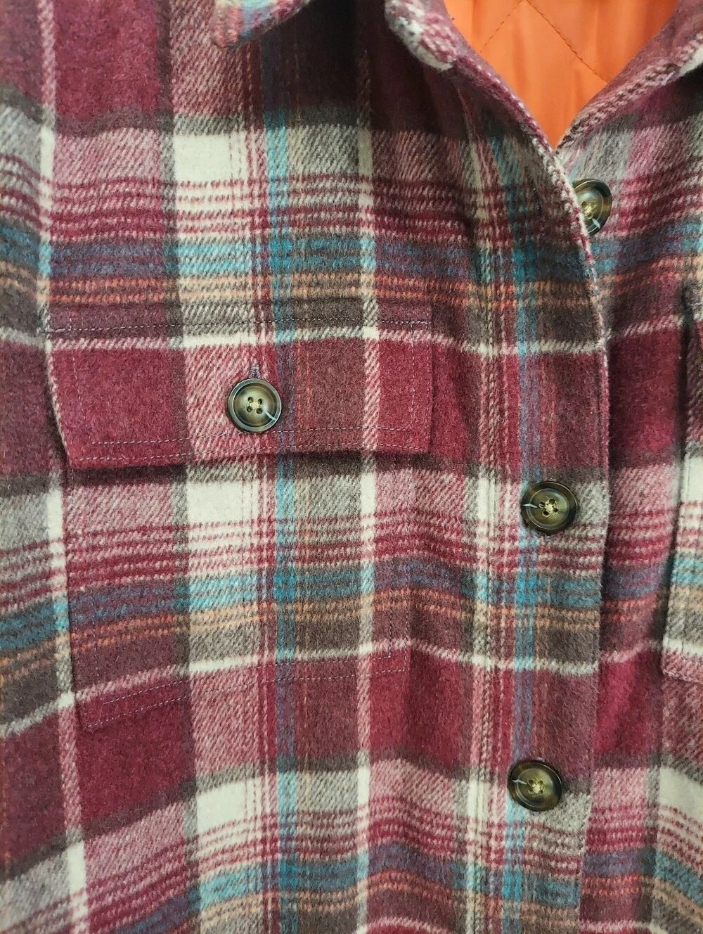 Sundance Wool Blend Quilted Lined Purple Plaid Flannel Shacket Woman M Cabincore